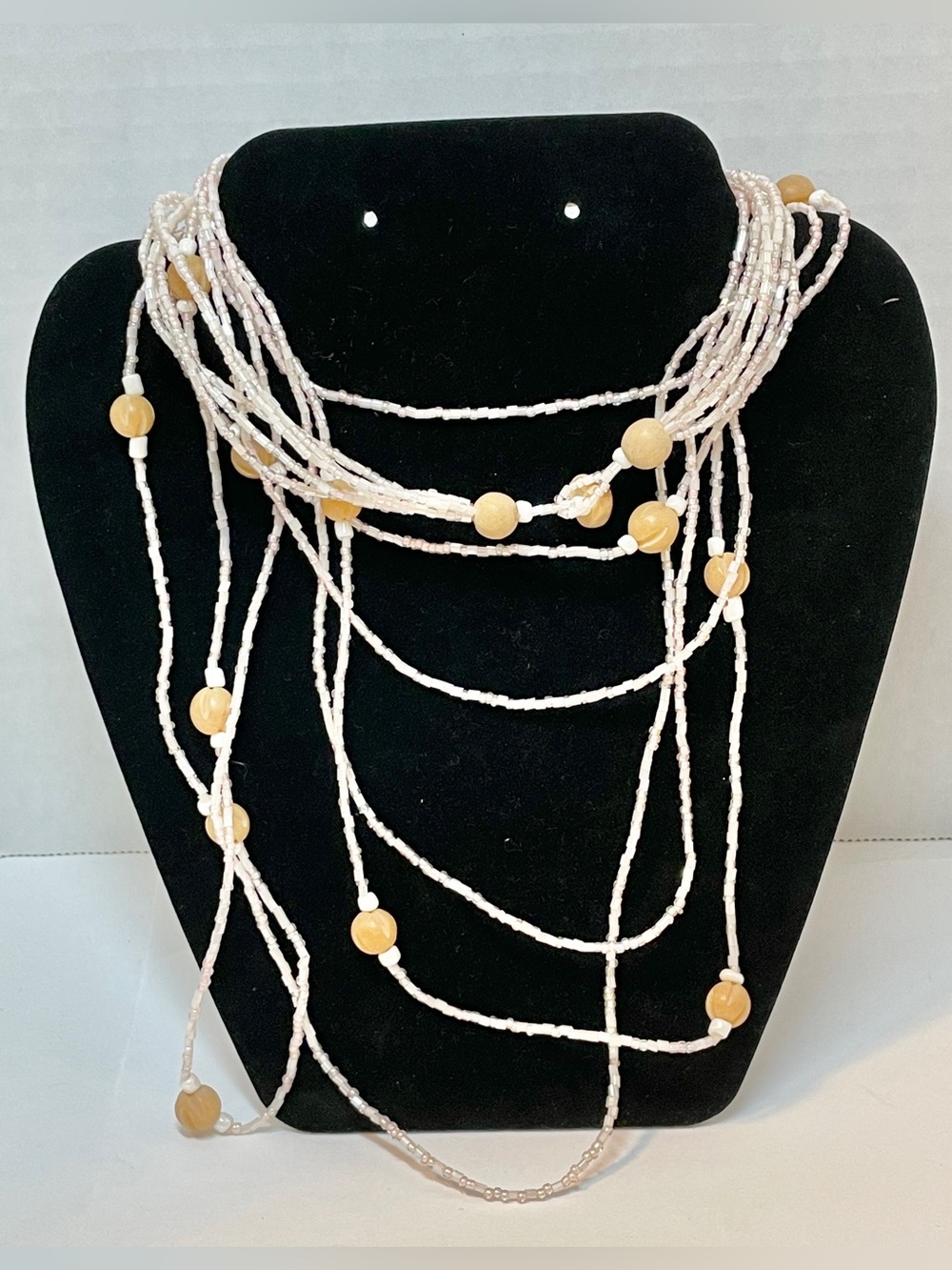 Womens Boho Native Style Multi Layered Multicolor Beaded Necklace Button Clasp